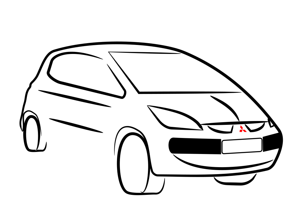 Рисунок легковой машины. Раскраска машина Митсубиси Кольт. Mitsubishi Colt раскраска. Митсубиси Грандис раскраска. Автомобиль рисунок.